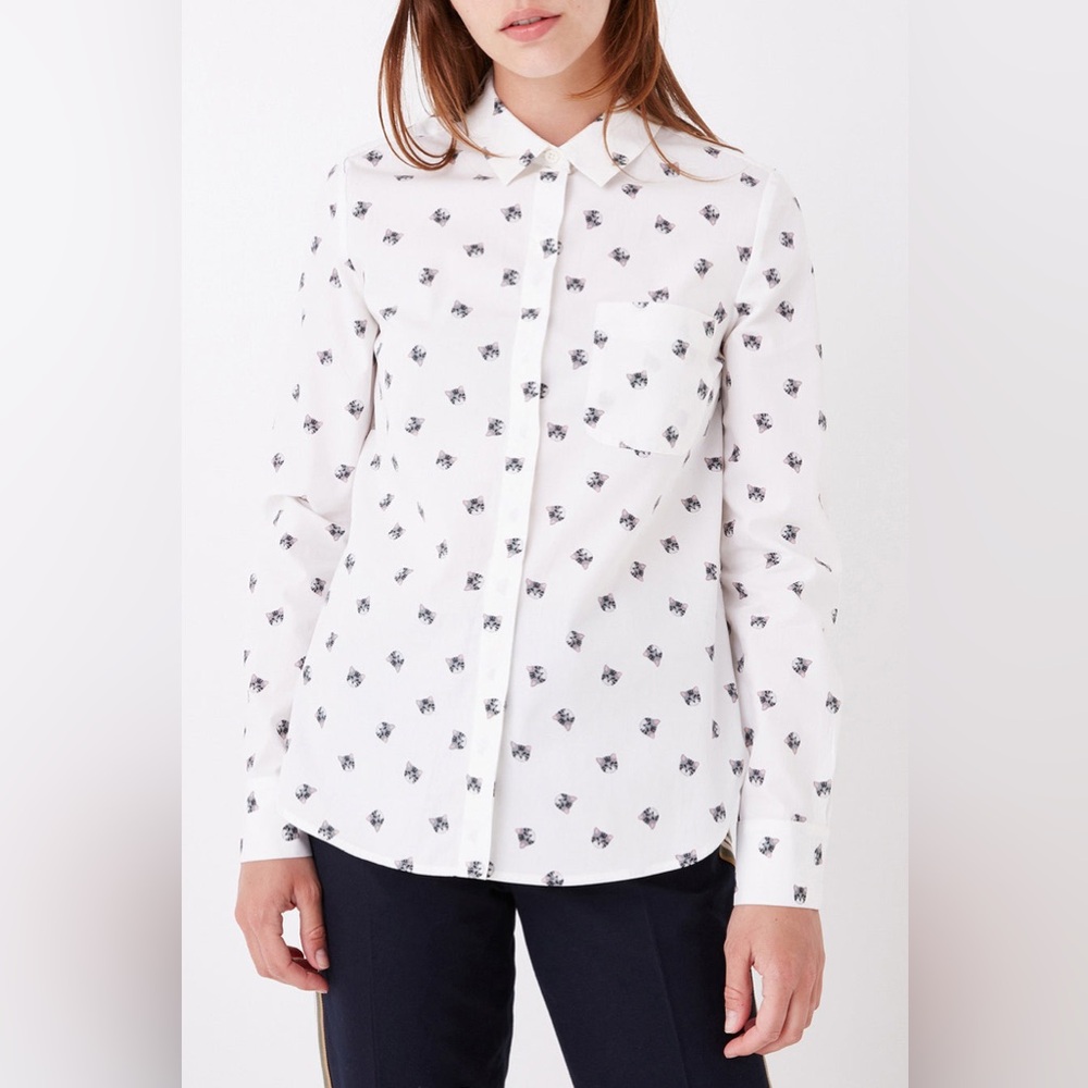 NWT Paul & Joe Sister Betty Cat-Print Cotton Poplin Shirt